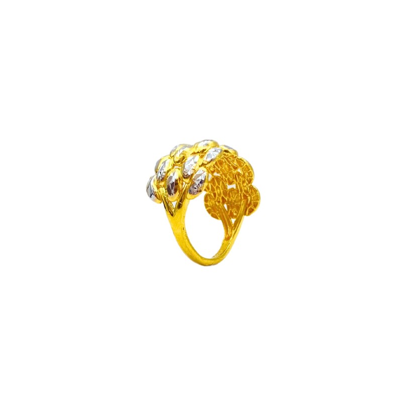 Cincin Sisik Ikan 5 Layer Emas dan Chrome 916/22K