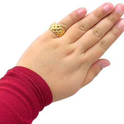 Cincin Sisik Ikan 5 Layer Emas dan Chrome 916/22K Cincin Sisik Ikan 5 Layer Emas dan Chrome 916/22K