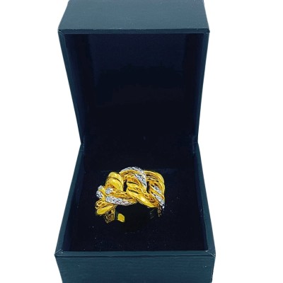 Cincin Kait 2 Emas dan Chrome 916/22K