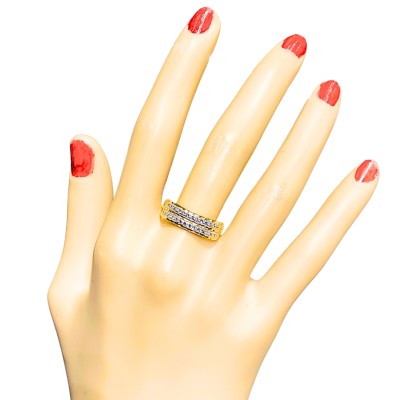 Cincin Diamond Cut Emas dan Chrome 916/22K
