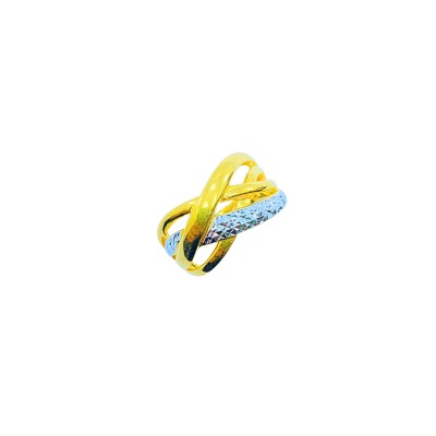 Cincin Silang Emas dan Chrome 916/22K