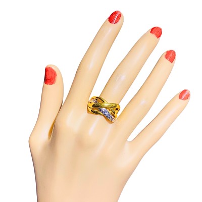 Cincin Silang Emas dan Chrome 916/22K