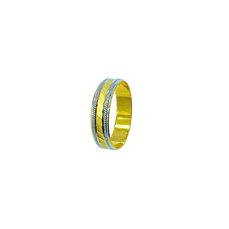 Cincin Belah Rotan Emas dan Chrome 916/22K