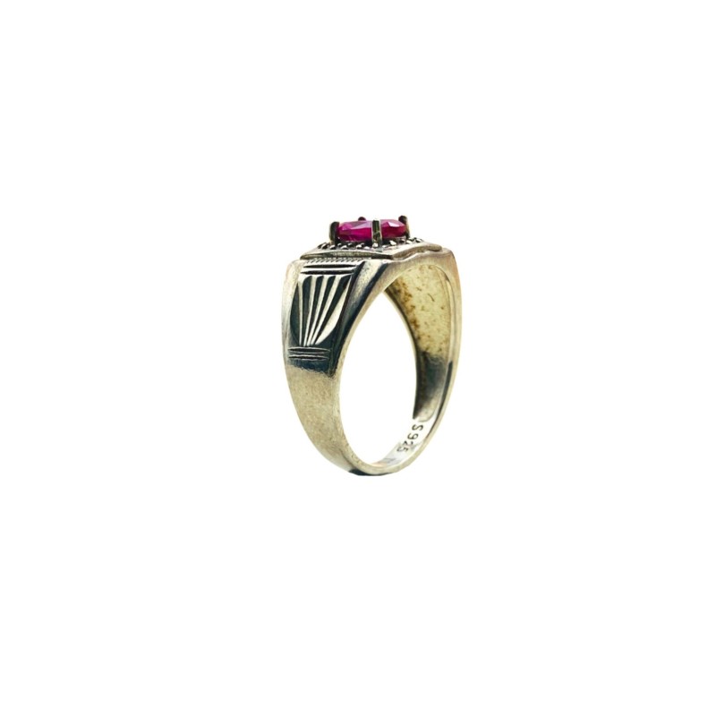 Cincin Permata Merah Jambu 925/Perak