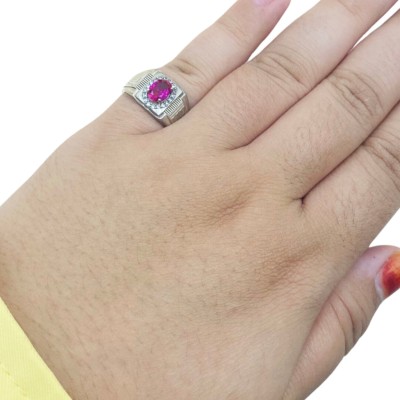 Cincin Permata Merah Jambu 925/Perak