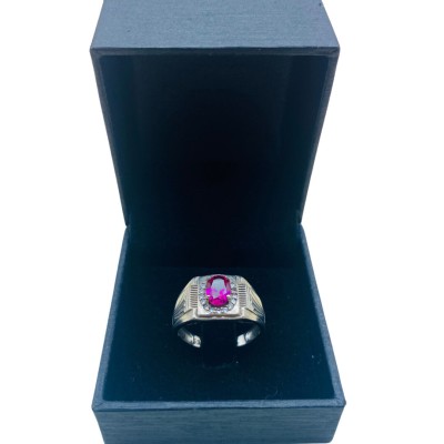 Cincin Permata Merah Jambu 925/Perak