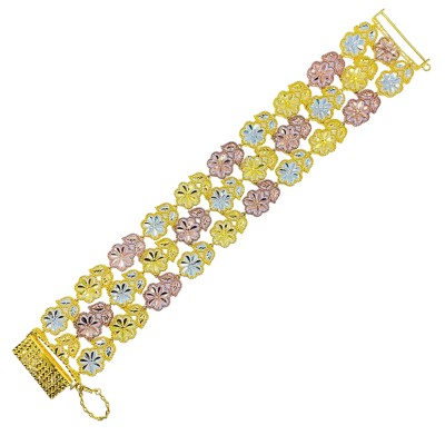 Rantai Tangan Bunga Emas, Chrome dan Rose Gold 916/22K