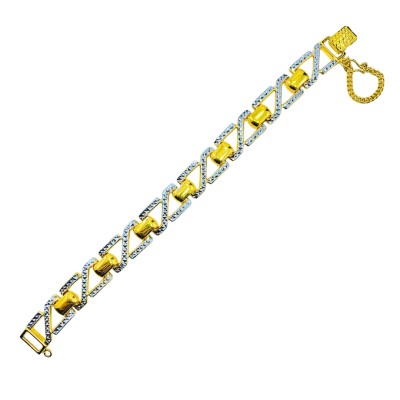 Rantai Tangan Zig Zag Emas dan Chrome 916/22K