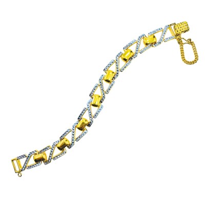 Rantai Tangan Zig Zag Emas dan Chrome 916/22K
