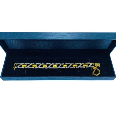 Rantai Tangan Zig Zag Emas dan Chrome 916/22K