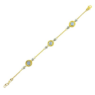 Rantai Tangan Sauh Boba Emas dan Chrome 916/22K