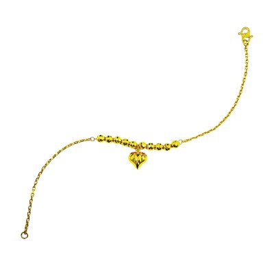 Rantai Tangan Sauh Boba Love Gantung Emas 916/22K